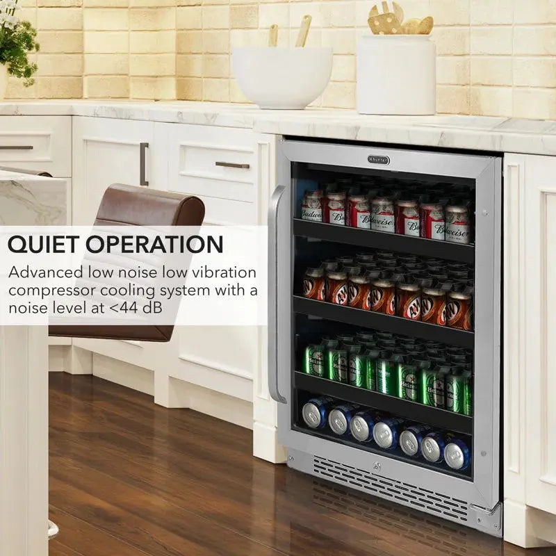 Whyter 24" Width 140 Cans Stainless Steel Beverage Refrigerator with Digital Control | Fridge.com