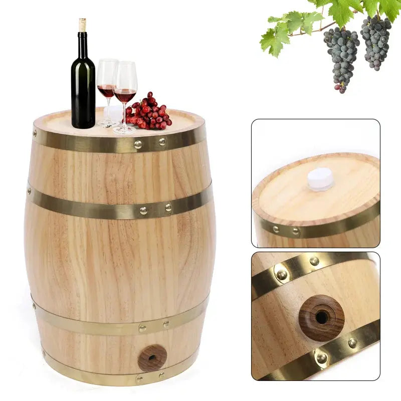 Wine 10L Vertical Pine Wood Wine Barrel Beer Whiskey Rum Vintage Pine Wood Wine Barrel Dispenser | Fridge.com