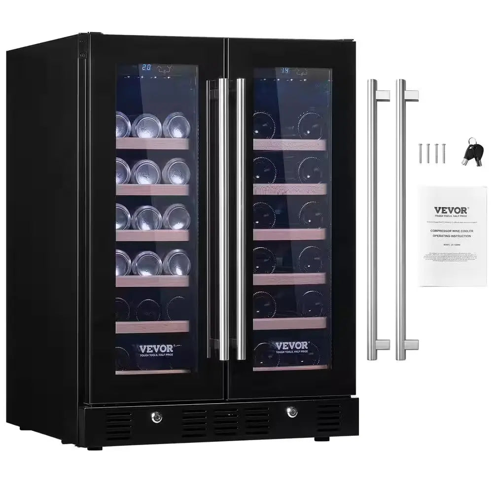 Wine Cooler, 110-Volt 78 Cans and 20 Bottles under Counter Built-In or Freestanding Wine Cooler, Dual Zone, Blue Light | Fridge.com