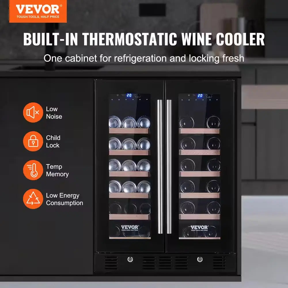 Wine Cooler, 110-Volt 78 Cans and 20 Bottles under Counter Built-In or Freestanding Wine Cooler, Dual Zone, Blue Light | Fridge.com