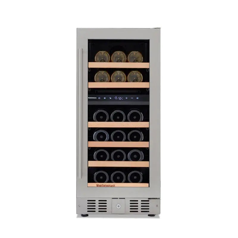 Wine Enthusiast 15'' 26 Bottle Dual Zone Built-In Wine Refrigerator | Fridge.com