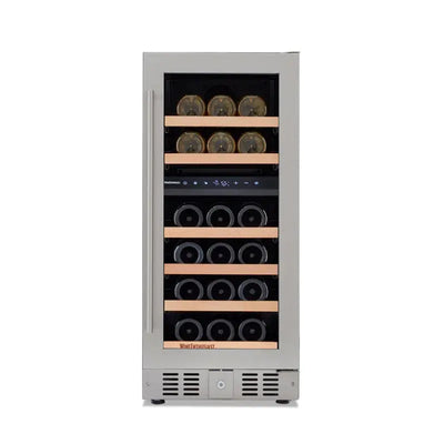 Wine Enthusiast 15'' 26 Bottle Dual Zone Built-In Wine Refrigerator | Fridge.com