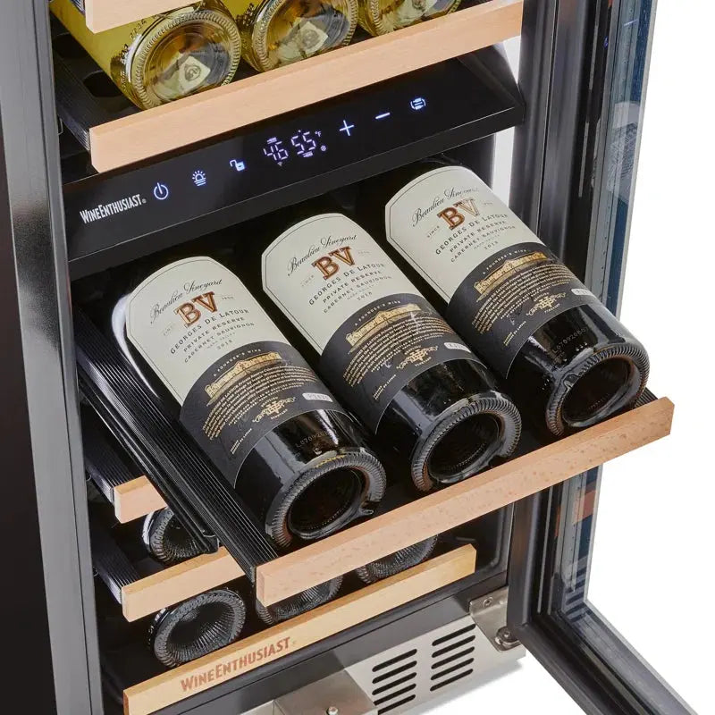 Wine Enthusiast 15'' 26 Bottle Dual Zone Built-In Wine Refrigerator | Fridge.com