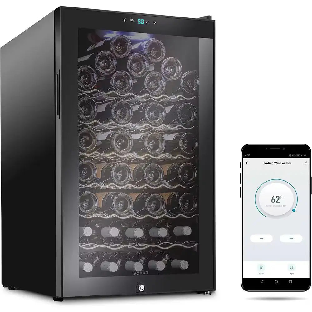 Wine Fridge with Wi-Fi App, Single Zone 51-Bottles Free Standing Wine Cooler with Lock | Fridge.com