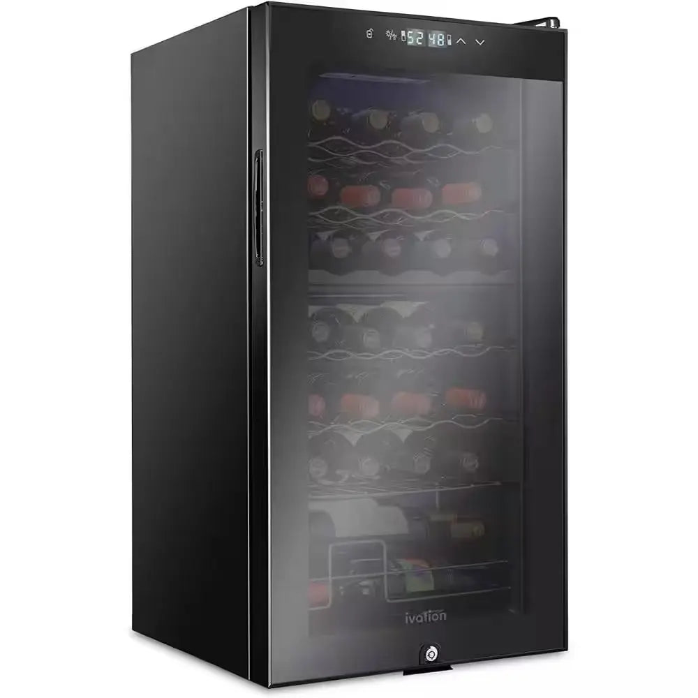 Wine Fridge, Dual Zone 28-Bottle Free Standing Wine Cooler with Lock | Fridge.com