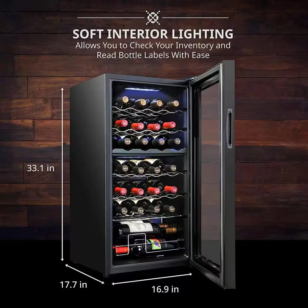 Wine Fridge, Dual Zone 28-Bottle Free Standing Wine Cooler with Lock | Fridge.com