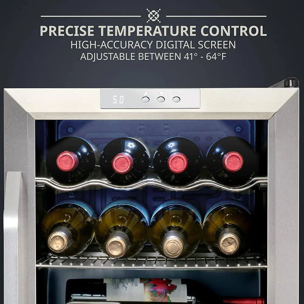 Wine Fridge, Single Zone 12-Bottle Free Standing Wine Cooler with Lock | Fridge.com