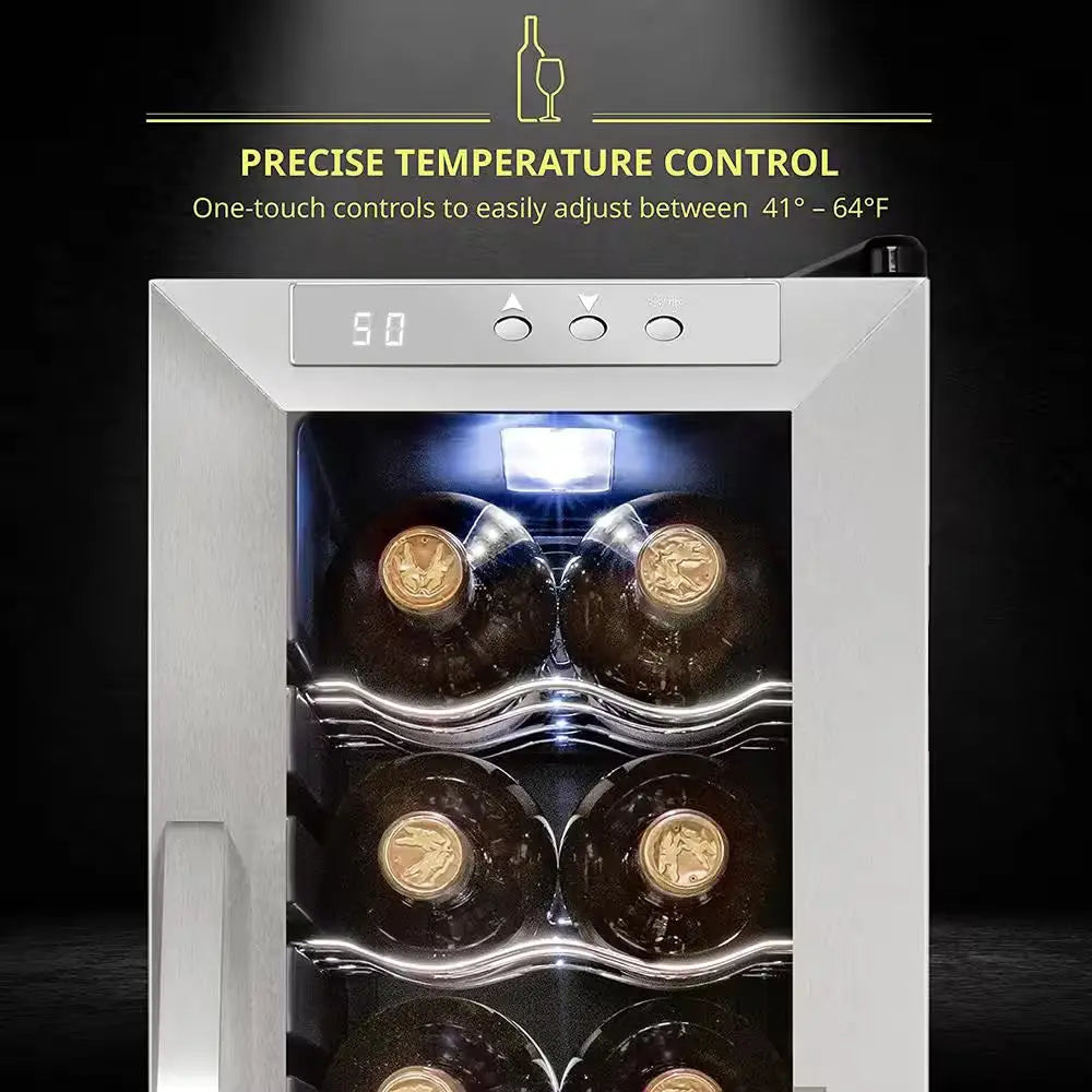 Wine Fridge, Single Zone 12-Bottle Free Standing Wine Cooler with Lock | Fridge.com