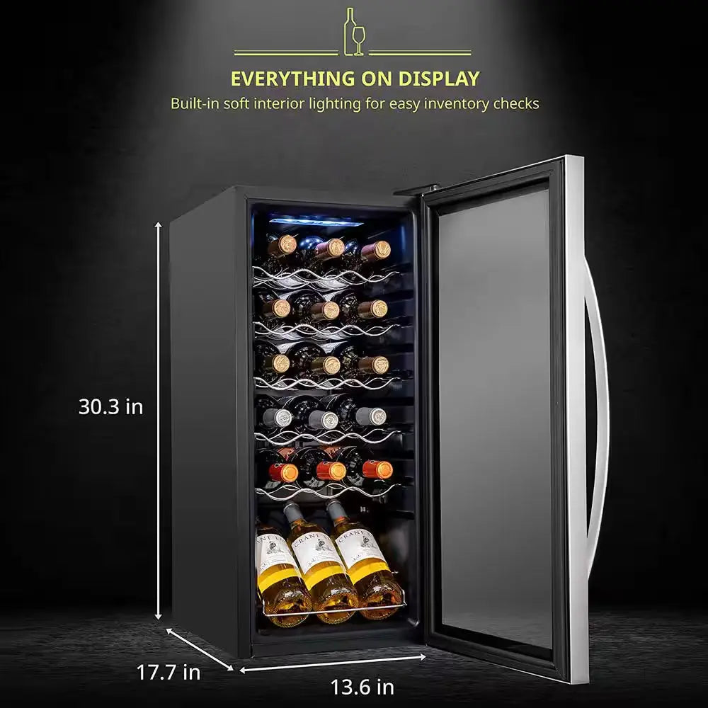 Wine Fridge, Single Zone 18-Bottle Free Standing Wine Cooler with Lock | Fridge.com