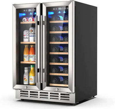 Wine and Beverage Refrigerator, 24 Inch Dual Zone Wine Fridge with 2 Safety Locks, under Counter | Fridge.com