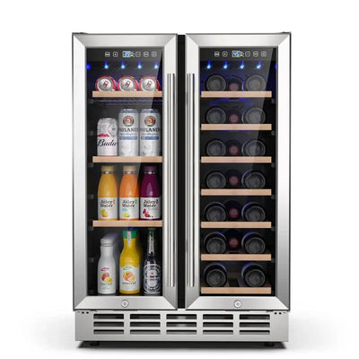 Wine and Beverage Refrigerator, 24 Inch Dual Zone Wine Fridge with 2 Safety Locks, under Counter | Fridge.com