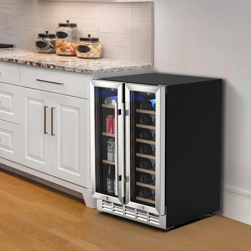 Wine and Beverage Refrigerator, 24 Inch Dual Zone Wine Fridge with 2 Safety Locks, under Counter | Fridge.com