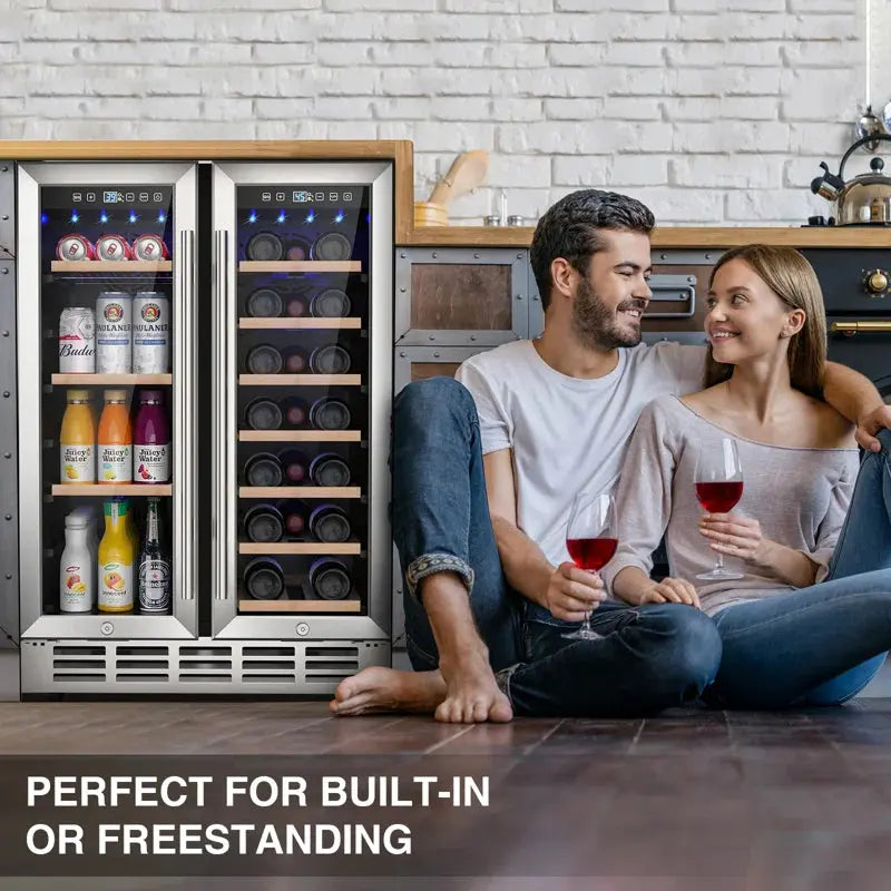 Wine and Beverage Refrigerator, 24 Inch Dual Zone Wine Fridge with 2 Safety Locks, under Counter | Fridge.com