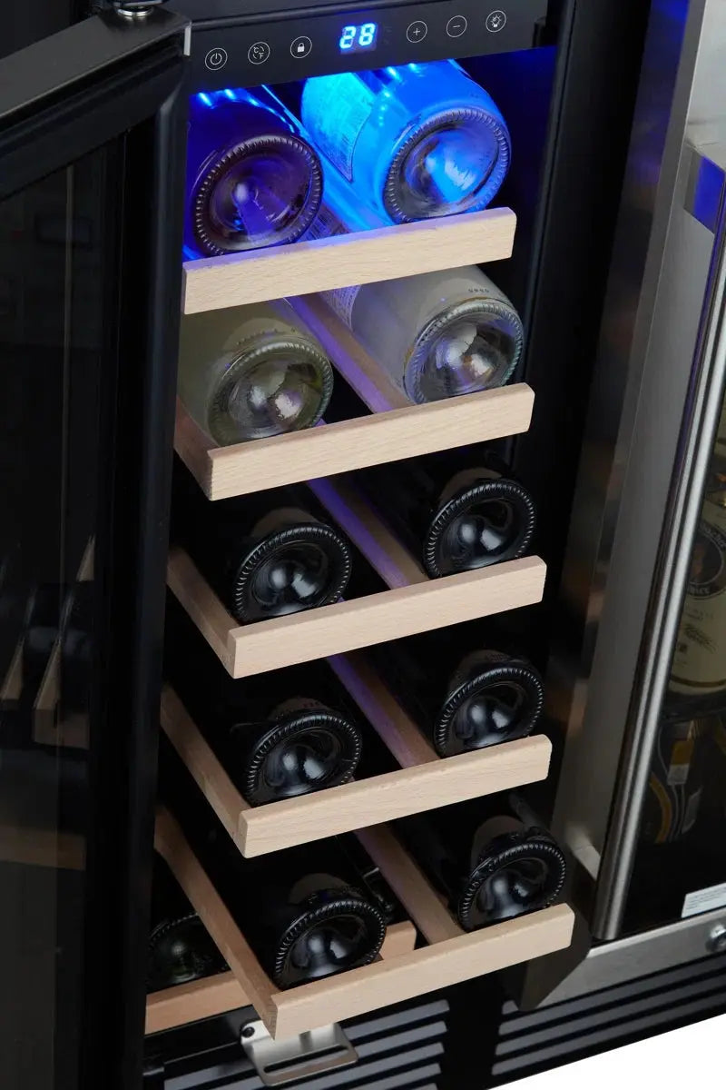 Wtressa 23.4'' 19 Bottle and 76 Can Dual Zone Built-In Wine & Beverage Refrigerator | Fridge.com