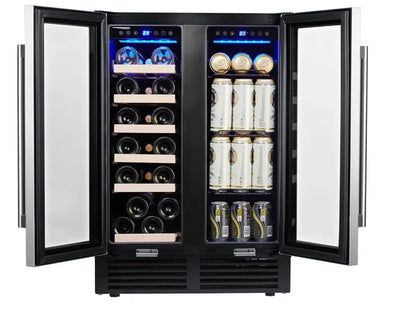 Wtressa 23.4'' 19 Bottle and 76 Can Dual Zone Built-In Wine & Beverage Refrigerator | Fridge.com