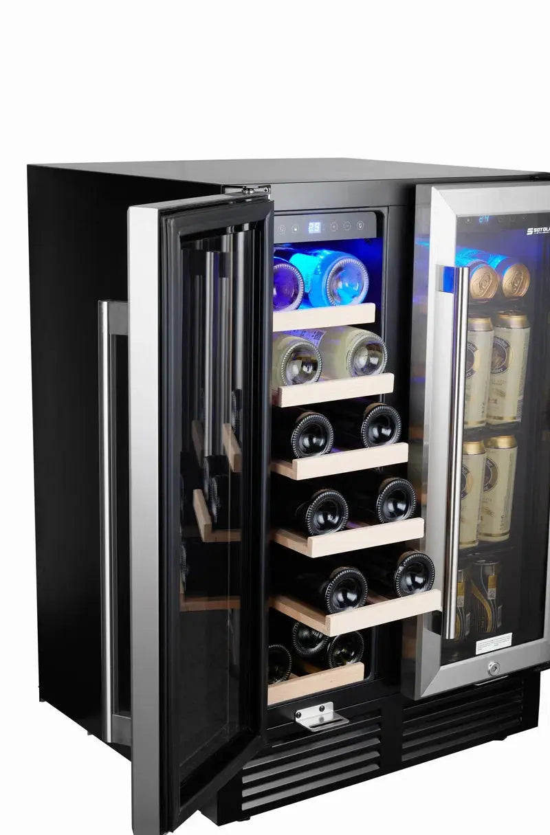 Wtressa 23.4'' 19 Bottle and 76 Can Dual Zone Built-In Wine & Beverage Refrigerator | Fridge.com