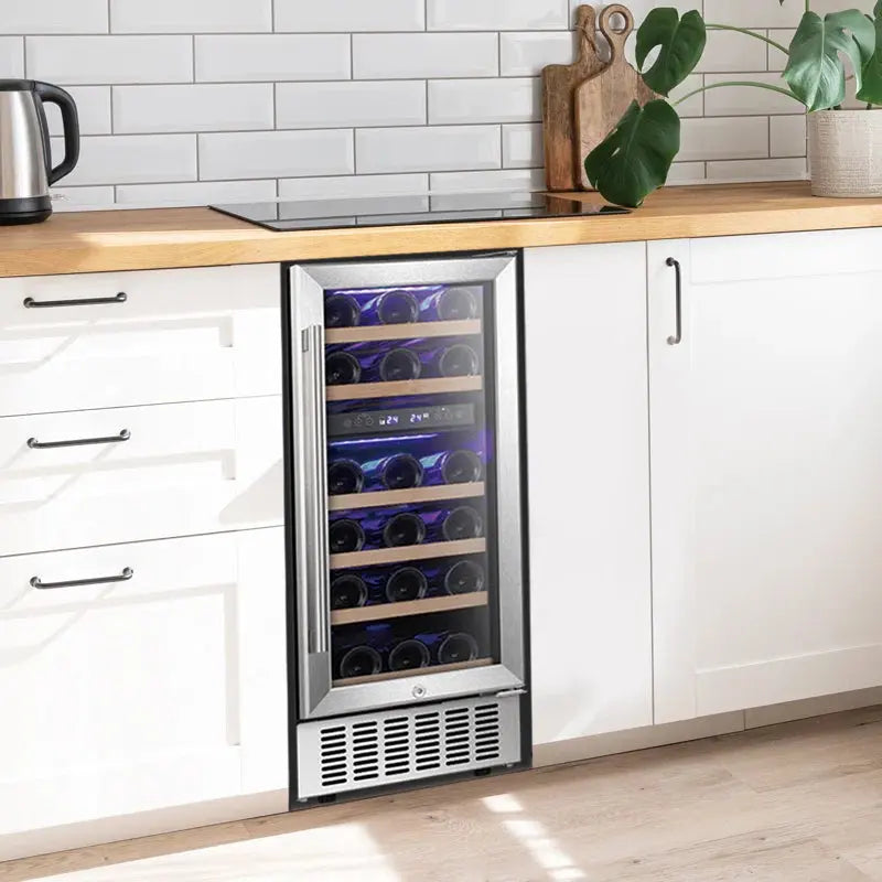 YUKOOL 15'' 28 Bottle Dual Zone Built-In Wine & Beverage Refrigerator | Fridge.com