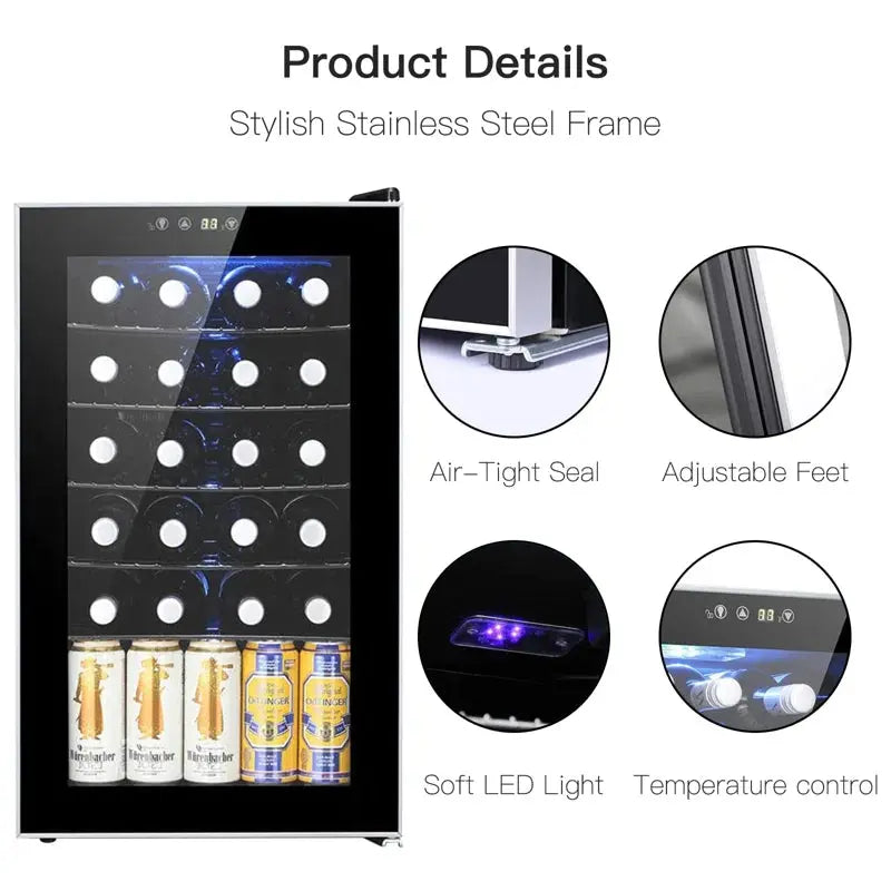 YUKOOL 18.15'' 24 Bottle Single Zone Freestanding Wine Refrigerator | Fridge.com