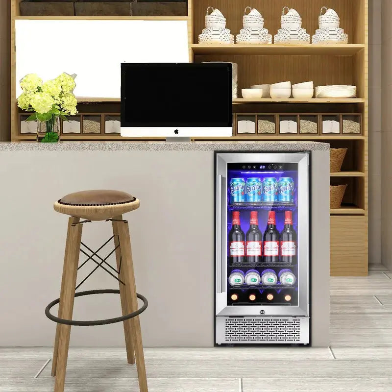 YUKOOL 22.9'' 28 Bottle and 88 Can Single Zone Freestanding Wine & Beverage Refrigerator | Fridge.com