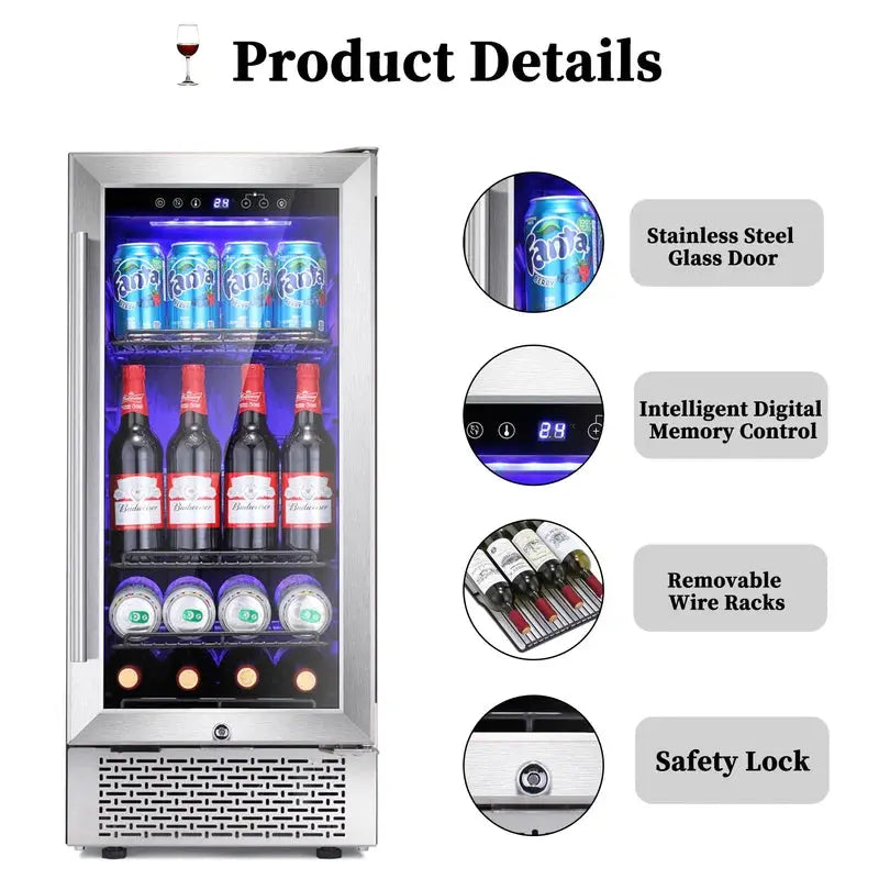 YUKOOL 22.9'' 28 Bottle and 88 Can Single Zone Freestanding Wine & Beverage Refrigerator | Fridge.com