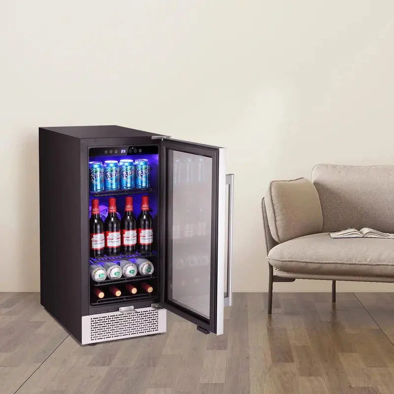 YUKOOL 22.9'' 28 Bottle and 88 Can Single Zone Freestanding Wine & Beverage Refrigerator | Fridge.com