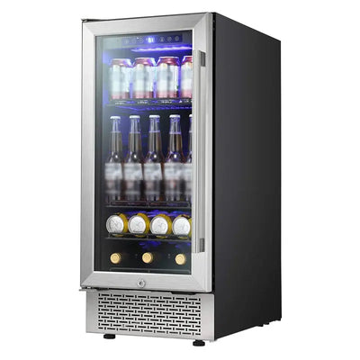 YUKOOL 28 Bottle Beverage Undercounter Refrigerator, Built-In Wine Cooler, Transparent Glass Door Digital Memory Temperature Control Mini Refrigerator, LED Light (15”) | Fridge.com