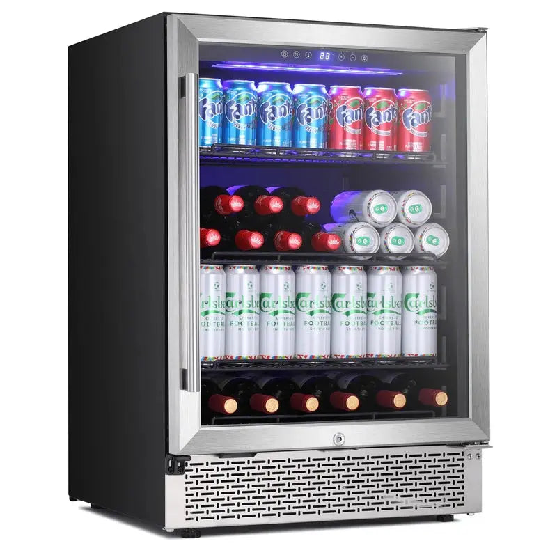 YUKOOL 34.25'' 46 Bottle and 149 Can Single Zone Freestanding Wine & Beverage Refrigerator | Fridge.com