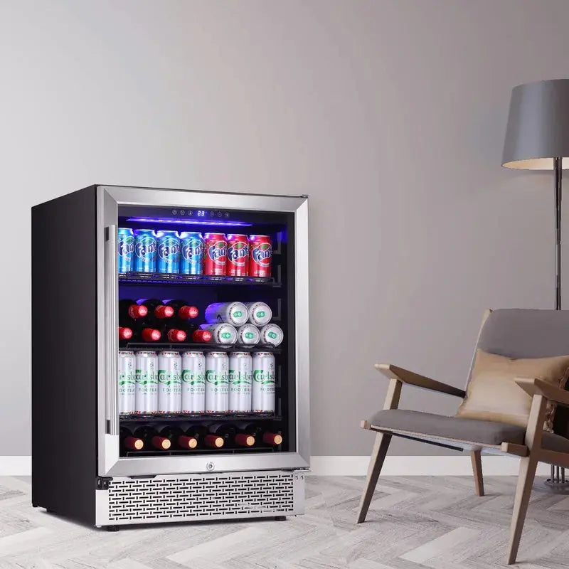 YUKOOL 34.25'' 46 Bottle and 149 Can Single Zone Freestanding Wine & Beverage Refrigerator | Fridge.com