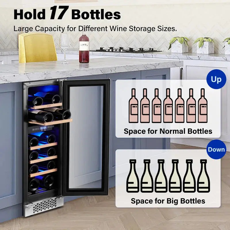 Yeego 11.6'' 17 Bottle Dual Zone Wine Refrigerator | Fridge.com