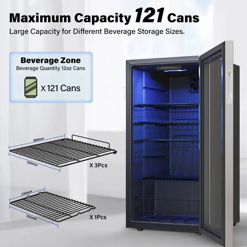 Yeego 121 Cans (12 Oz.) 3.1 Cubic Feet Beverage Refrigerator Freestanding | Fridge.com