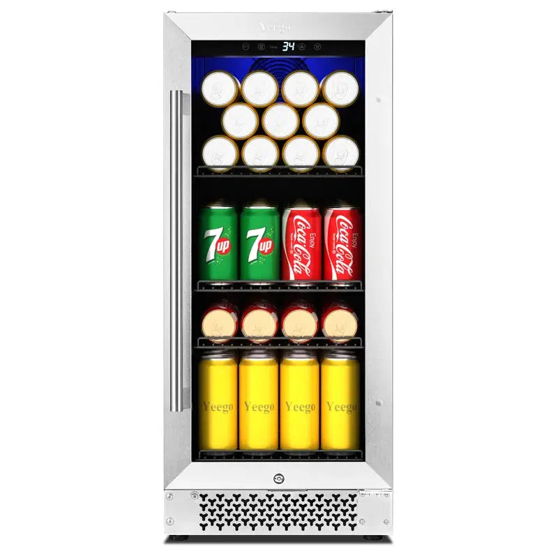 Yeego 15" 120 Cans (12 Oz.) Built-In Beverage Refrigerator with Wine Storage | Fridge.com