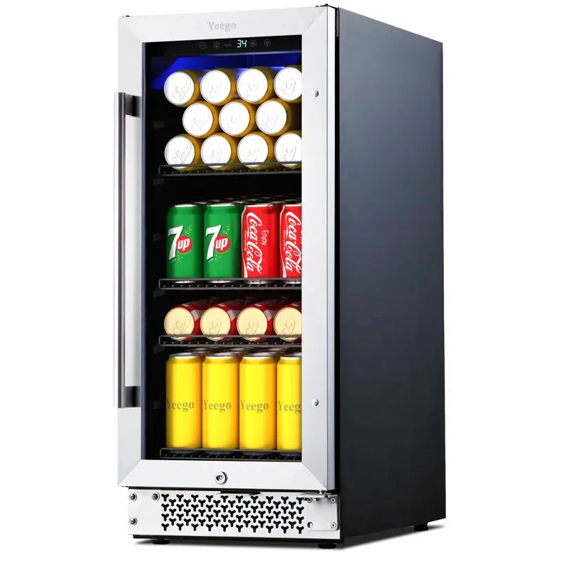 Yeego 15" 120 Cans (12 Oz.) Built-In Beverage Refrigerator with Wine Storage | Fridge.com