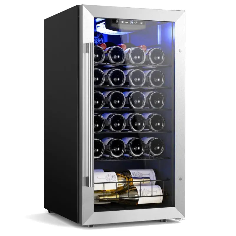 Yeego 16.93'' 28 Bottle Single Zone Wine Refrigerator | Fridge.com