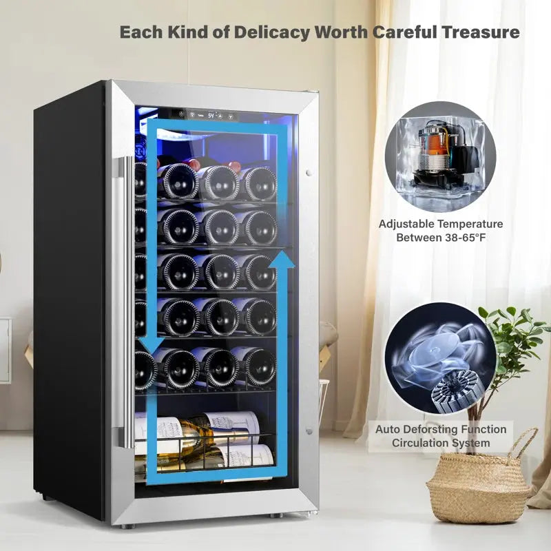 Yeego 16.93'' 28 Bottle Single Zone Wine Refrigerator | Fridge.com