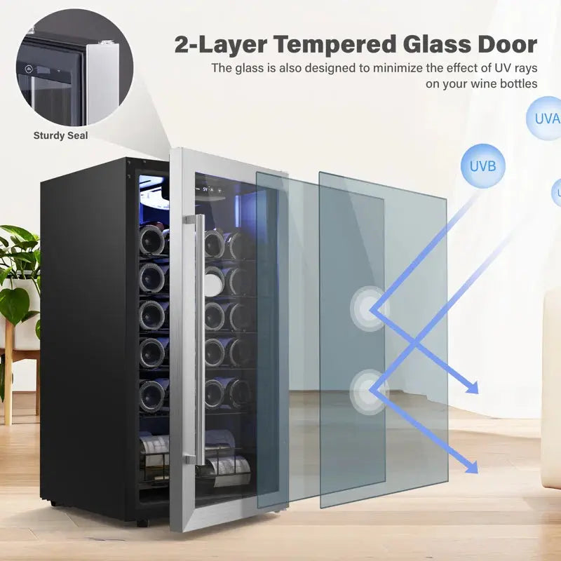 Yeego 16.93'' 28 Bottle Single Zone Wine Refrigerator | Fridge.com