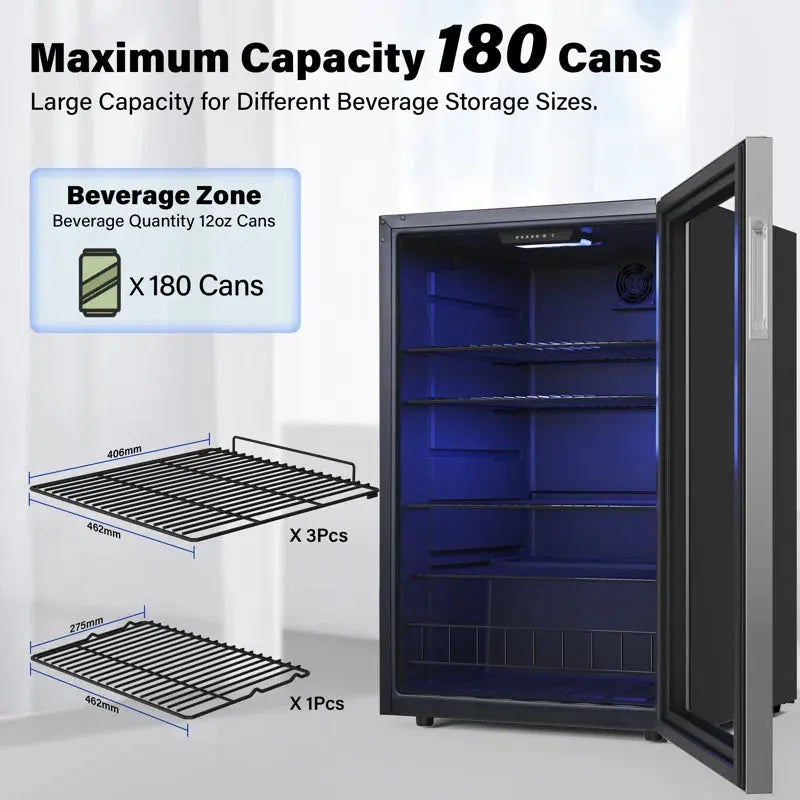 Yeego 180 Cans (12 Oz.) 4.59 Cubic Feet Freestanding Beverage Refrigerator | Fridge.com