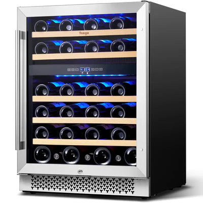 Yeego 23.4'' 46 Bottle Dual Zone Freestanding Wine Refrigerator | Fridge.com