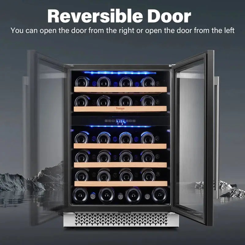 Yeego 23.4'' 46 Bottle Dual Zone Freestanding Wine Refrigerator | Fridge.com