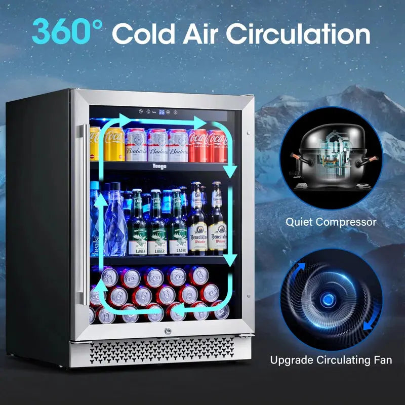 Yeego 24'' 180 Can Built-In Beverage Refrigerator Beer Fridge Drink Cooler | Fridge.com