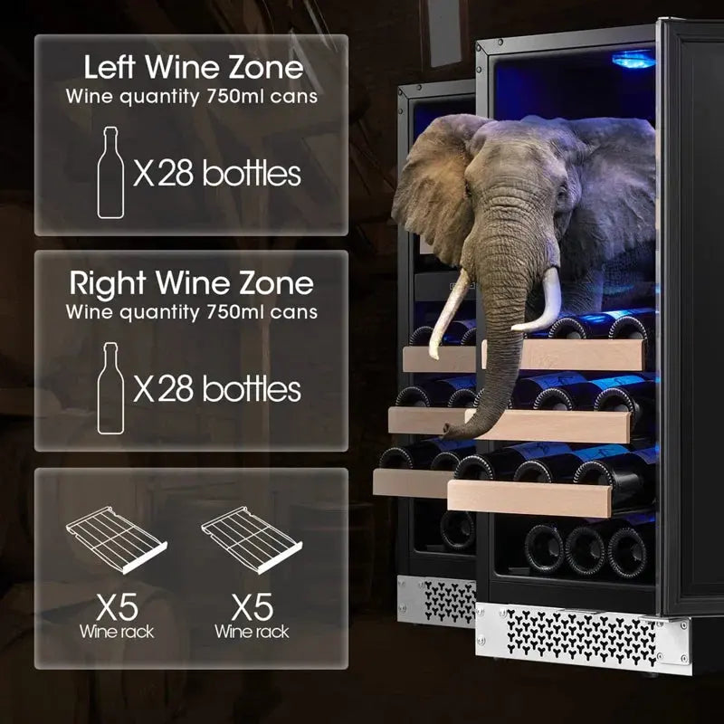 Yeego 29.6'' 56 Bottle Dual Zone Wine Refrigerator | Fridge.com