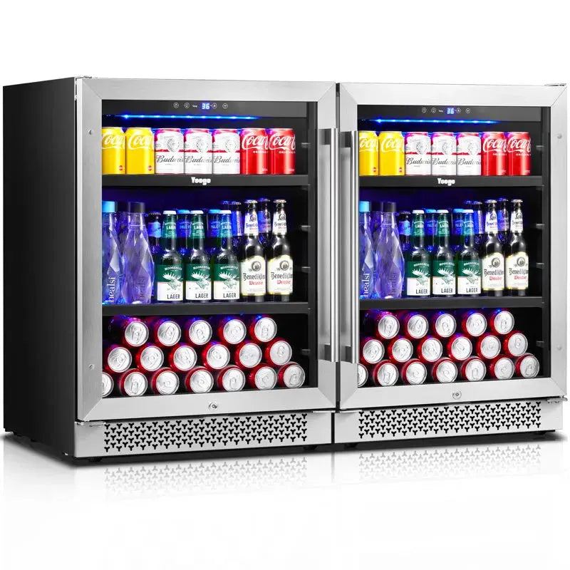 Yeego 48'' 360 Cans (12 Oz.) Beverage Refrigerator with Wine Storage and with Glass Door | Fridge.com