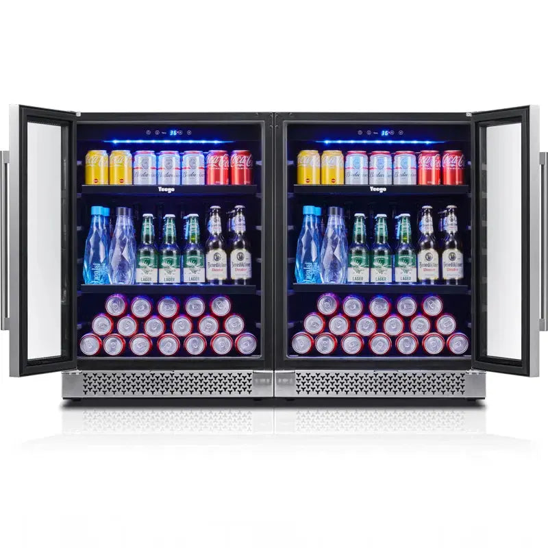 Yeego 48'' 360 Cans (12 Oz.) Beverage Refrigerator with Wine Storage and with Glass Door | Fridge.com