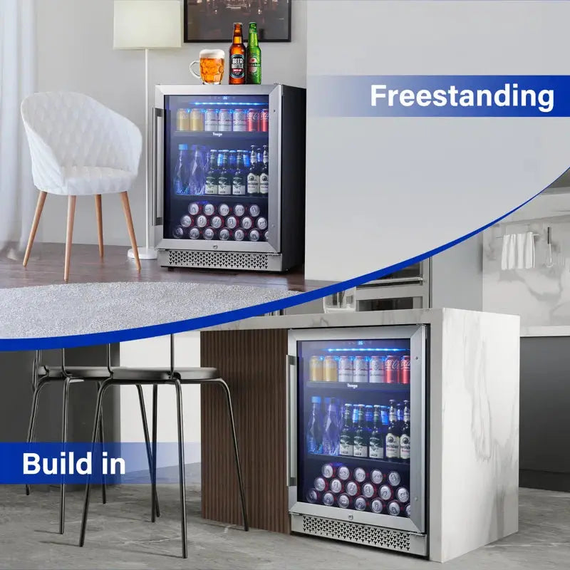 Yeego 48'' 360 Cans (12 Oz.) Beverage Refrigerator with Wine Storage and with Glass Door | Fridge.com