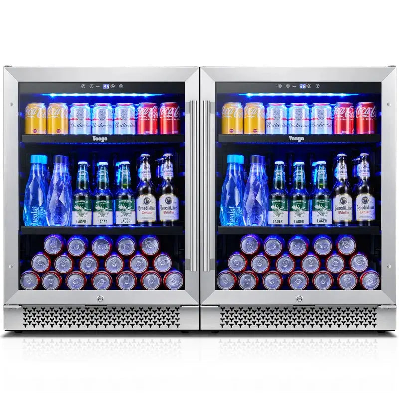 Yeego 48'' 360 Cans (12 Oz.) Beverage Refrigerator with Wine Storage and with Glass Door | Fridge.com