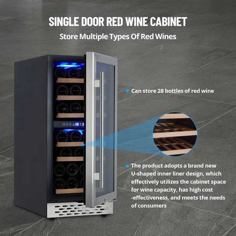 Yesurprise 14.96'' 28 Bottle Dual Zone Wine Refrigerator | Fridge.com