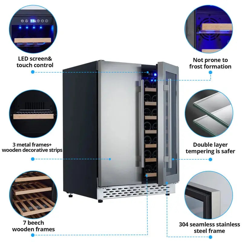 Yesurprise 30.31'' 20 Bottle and 54 Can Dual Zone Wine & Beverage Refrigerator | Fridge.com