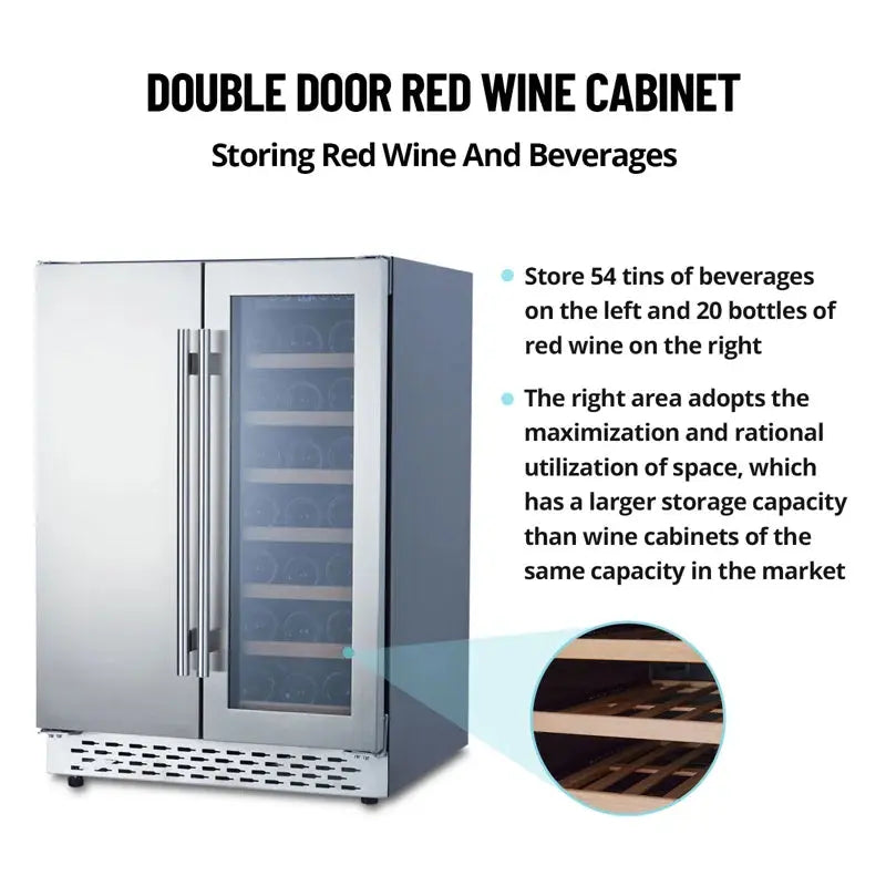 Yesurprise 30.31'' 20 Bottle and 54 Can Dual Zone Wine & Beverage Refrigerator | Fridge.com