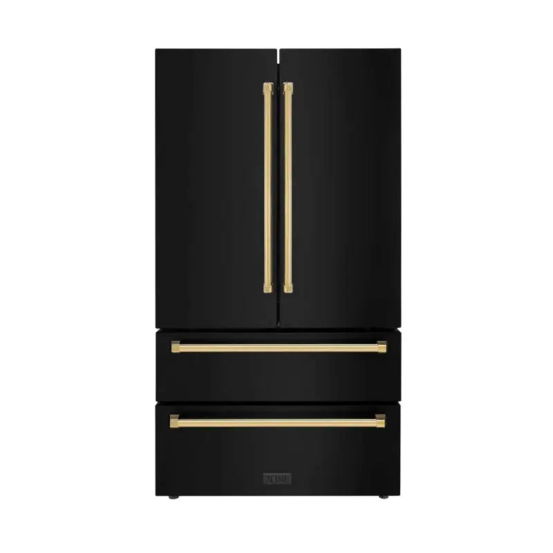 ZLINE 36" Autograph Edition 21.6 Cu. Ft Freestanding French Door Refrigerator with Water and Ice Dispenser | Fridge.com