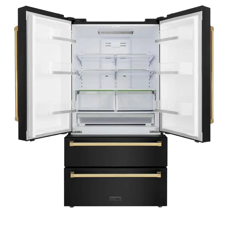 ZLINE 36" Autograph Edition 21.6 Cu. Ft Freestanding French Door Refrigerator with Water and Ice Dispenser | Fridge.com