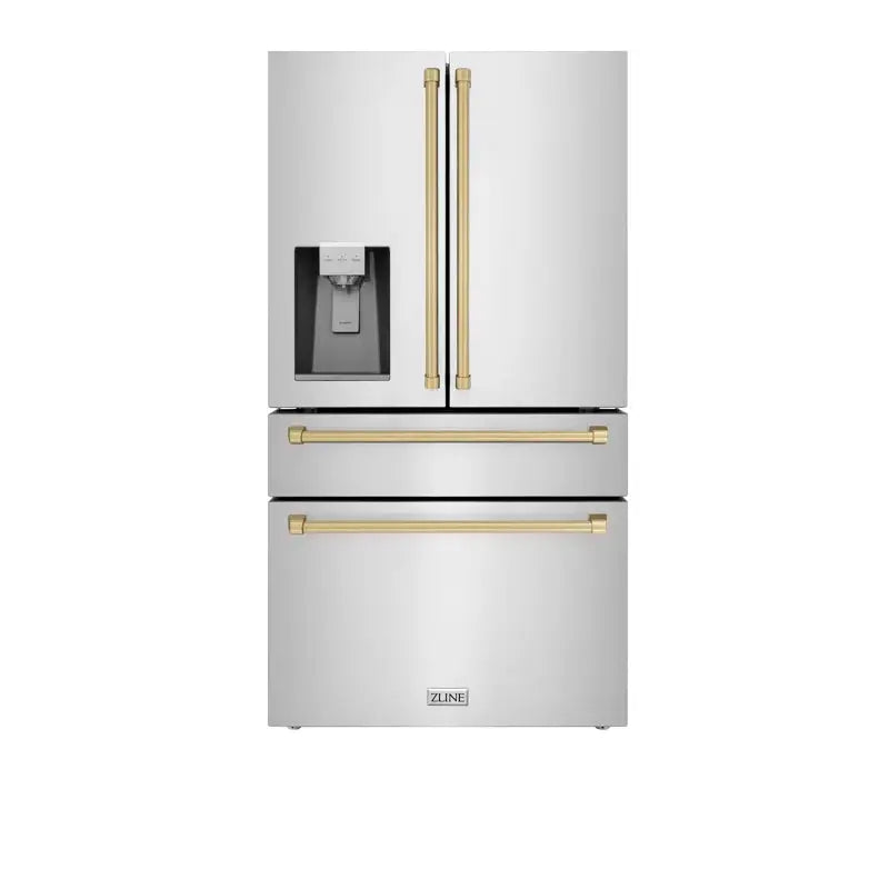 ZLINE 36" Autograph Edition 21.6 Cu. Ft Freestanding French Door Refrigerator with Water and Ice Dispenser | Fridge.com